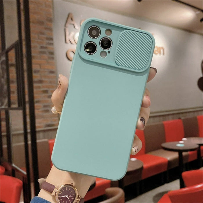 IPhone Protective Case with Built-In Camera Lens Cover: peach, lavender smartphone cases, minimal style