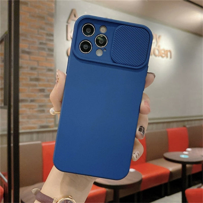 IPhone Protective Case with Built-In Camera Lens Cover: peach, lavender smartphone cases, minimal style