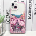 Japanese Cartoon-inspired iPhone Case with a Distinctive Theme: clear, purple Japanese city street/neon storefront theme, col