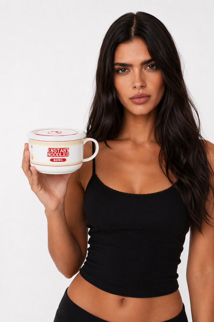 Japanese Style Ramen Bowl Mug Red
