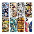 JoJo's Bizarre Adventure Phone Cases: multicolor, black anime/manga characters, cartoon manga/anime, graphic collage style