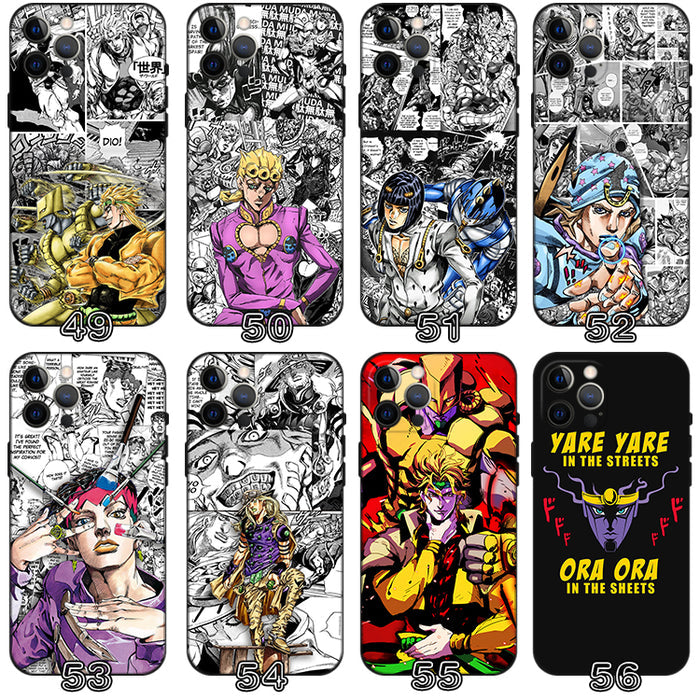 JoJo's Bizarre Adventure Phone Cases: multicolor, black anime/manga characters, cartoon manga/anime, graphic collage style