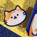 Kawaii Cat Phone Holder/Stand: blue, purple cartoon orange-and-white cat, kawaii cartoon style