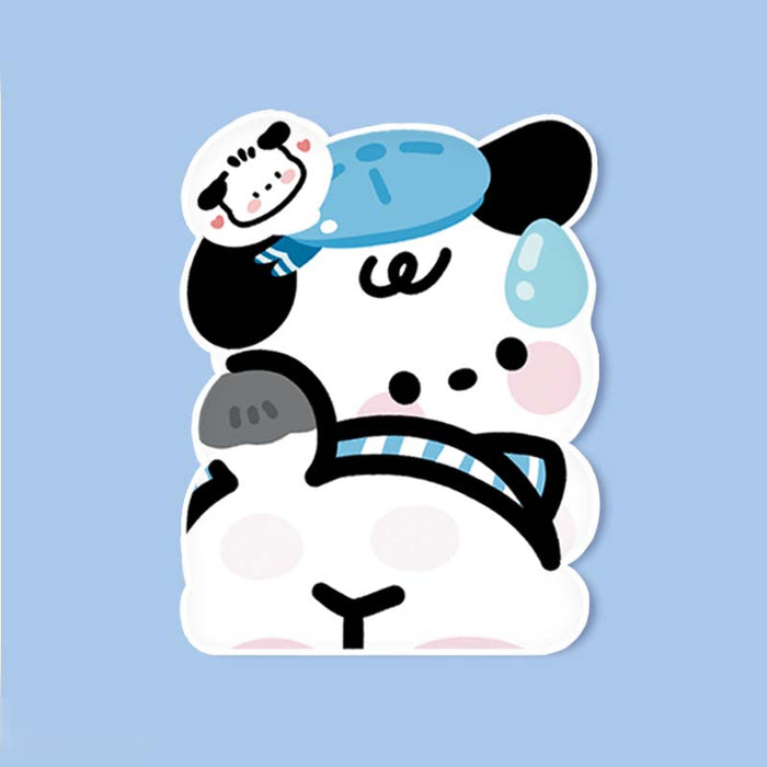 Kawaii Desktop Foldable Makeup Mirror: black, white cute gothic cartoon character with skull motif, kawaii gothic cartoon sty