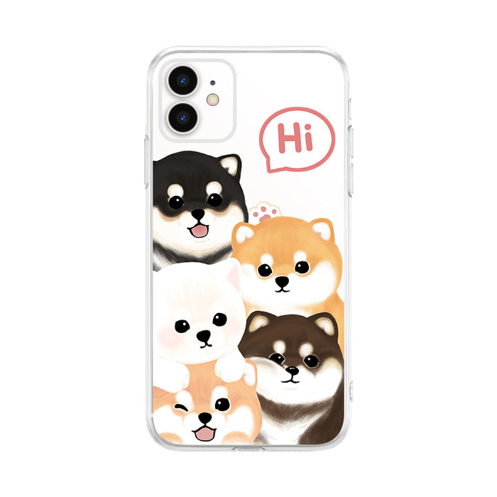 Kawaii Dog Phone Case with Protection: clear, black cartoon dogs, kawaii cartoon style