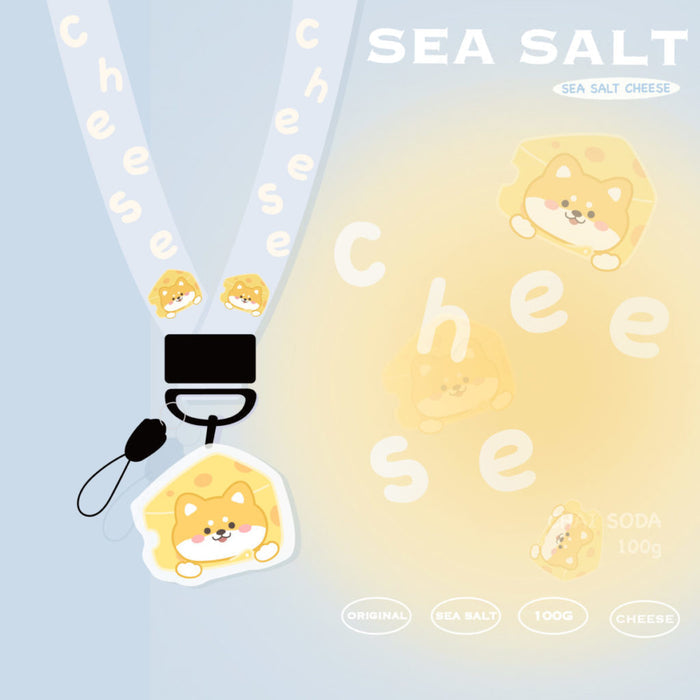 Kawaii Food Keychain Necklaces with Charm: pink, white cartoon dog character, kawaii cartoon style