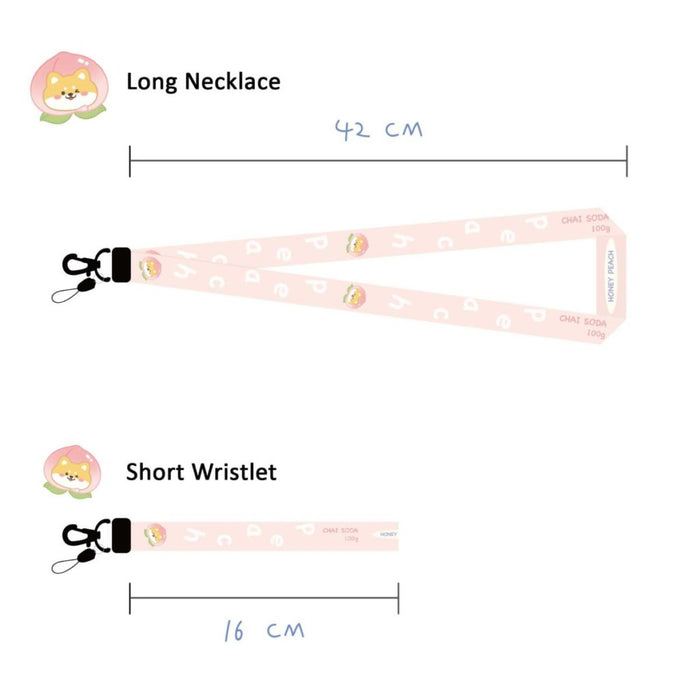 Kawaii Food Keychain Necklaces with Charm: pink, white cartoon dog character, kawaii cartoon style