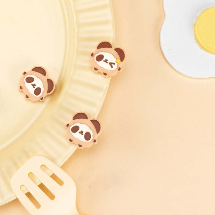 Kawaii Panda Switch Thumb Grips: brown, cream dog, kawaii cartoon style