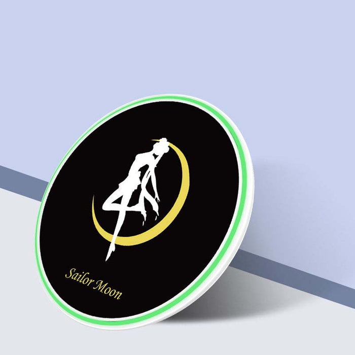 Kawaii Wireless Charger with Cute Designs: pink, white occult-style geometric sigil design, minimal occult-inspired graphic s