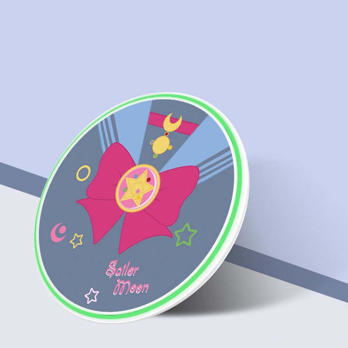 Kawaii Wireless Charger with Cute Designs: pink, white occult-style geometric sigil design, minimal occult-inspired graphic s