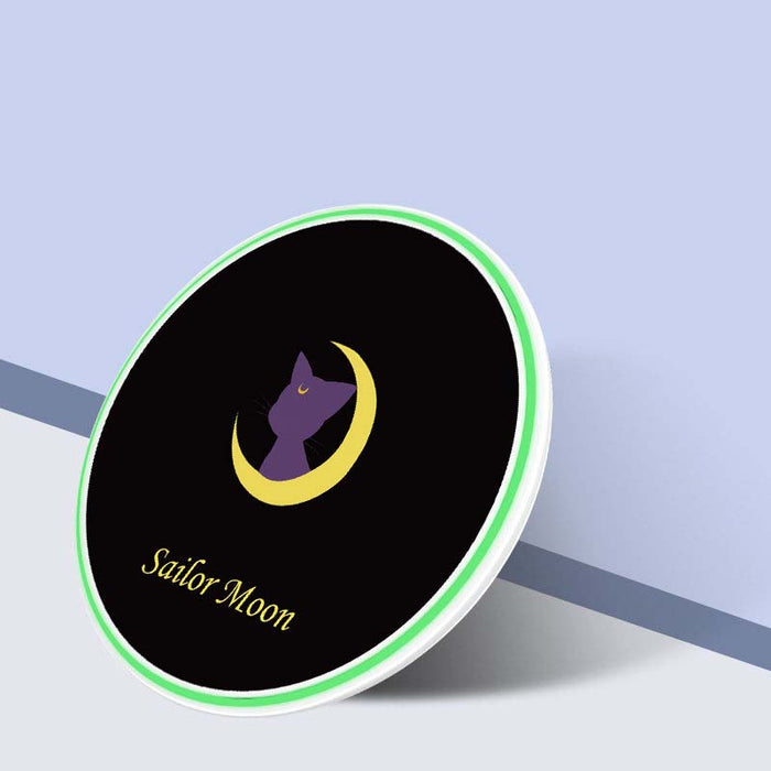 Kawaii Wireless Charger with Cute Designs: pink, white occult-style geometric sigil design, minimal occult-inspired graphic s