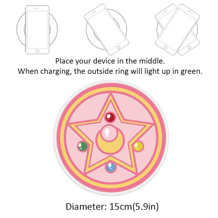 Kawaii Wireless Charger with Cute Designs: pink, white occult-style geometric sigil design, minimal occult-inspired graphic s