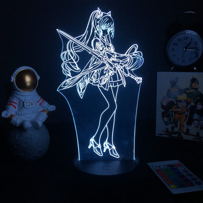 Keqing Genshin Impact Lamp with Remote: purple, pink anime-style cat-eared girl character, anime, cartoon style