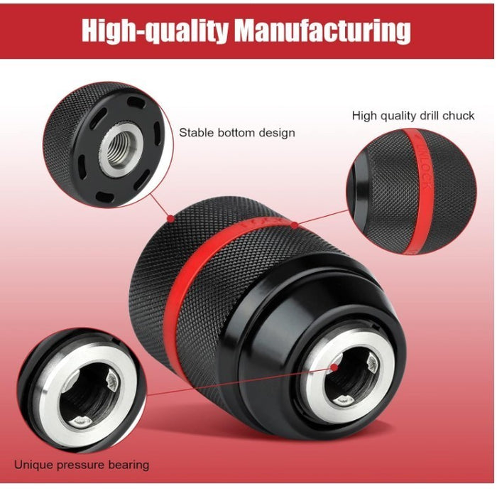 Keyless Drill Chuck, 1/2-20UNF Mount 2-13mm Hand Drill Chuck Adapter Self-Tighte