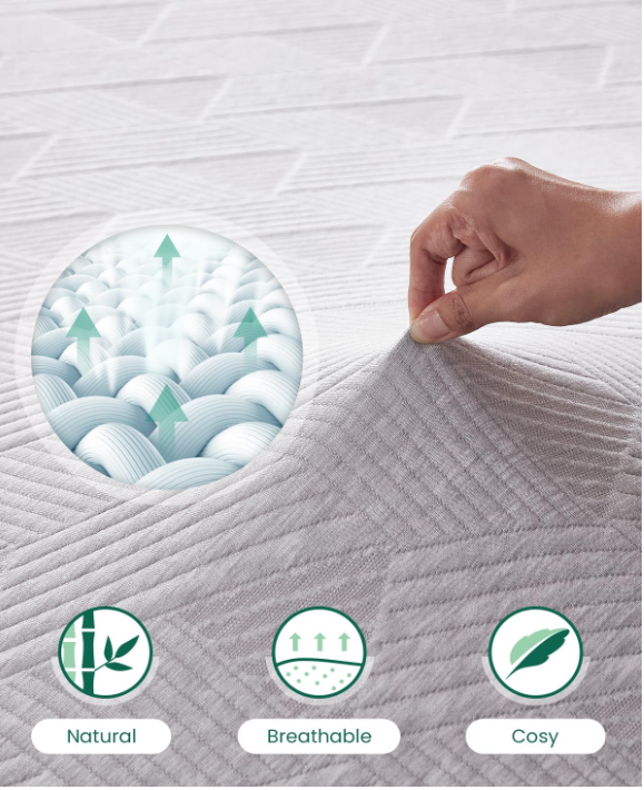 King Mattress Topper Bamboo Fibre Cover Washable Foam Bed Topper Soft Comfor-104