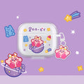 Kirby AirPods Case with Charm: white, pink Kirby character, kawaii cartoon style