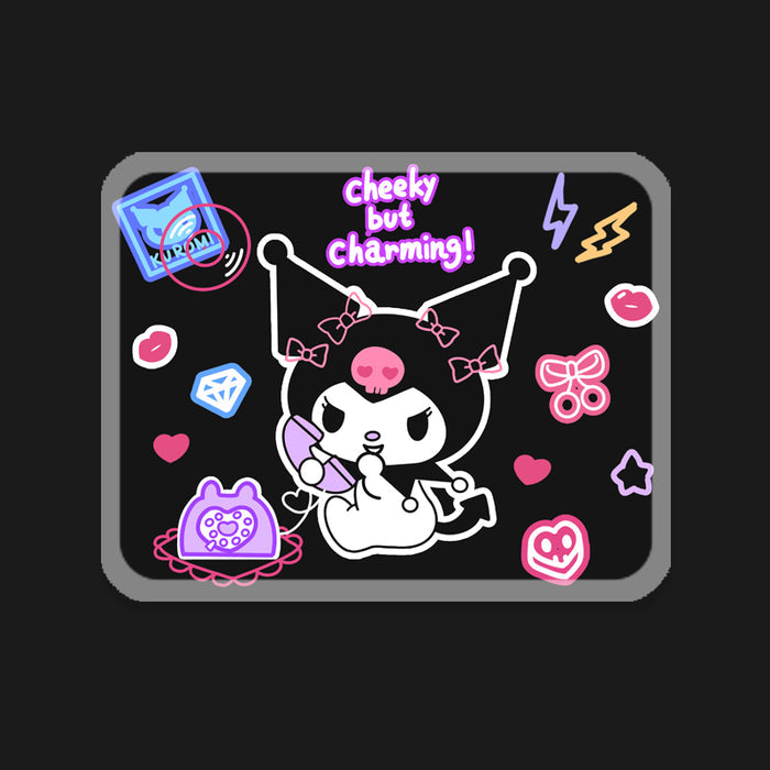 Kirby Mouse Pads, Cute & Durable: pink, dark brown cute pink character holding a heart, kawaii cartoon style