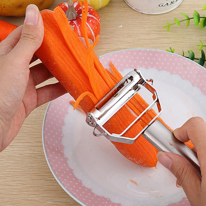 Kitchen Tool for Peeling Vegetables, Fruits, and Potatoes with a Durable Stainless Steel Blade: silver, orange vegetable peel