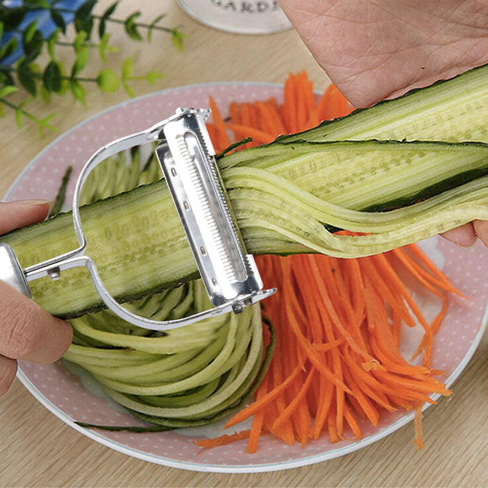 Kitchen Tool for Peeling Vegetables, Fruits, and Potatoes with a Durable Stainless Steel Blade: silver, orange vegetable peel