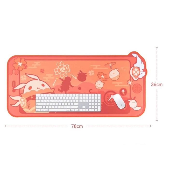 Klee Genshin Impact Mouse Pad: coral orange, pink anime-style character and rabbit-themed illustration, kawaii cartoon style