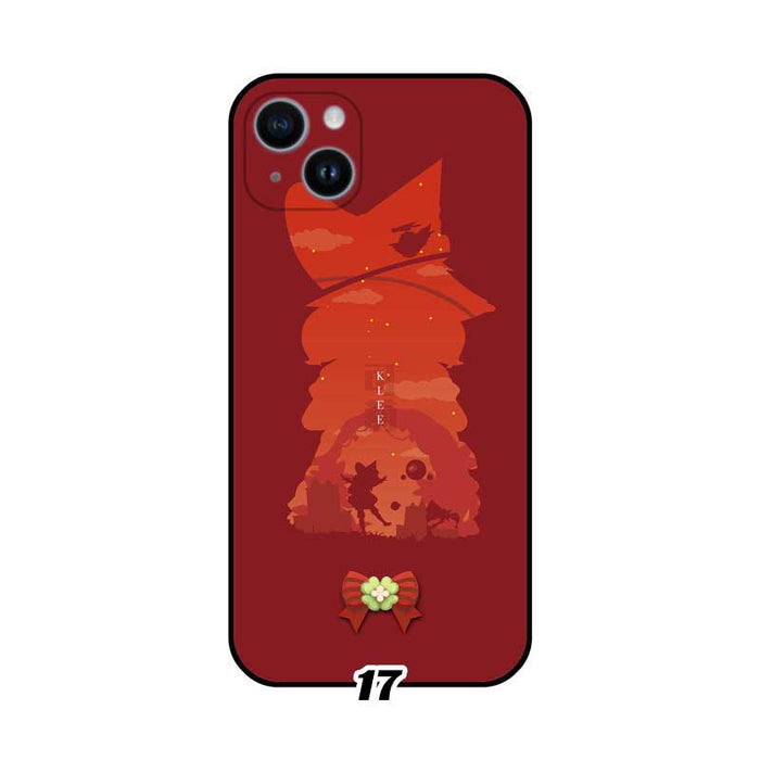 Klee Genshin Impact Phone Case: orange, red anime-style girl character, labeled "KLEE" on some designs, colorful anime/cartoo