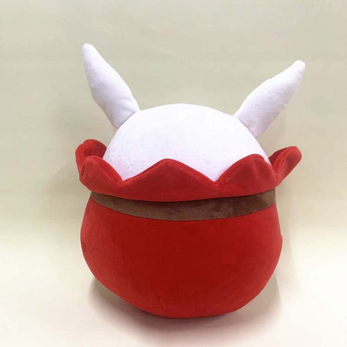 Klee Jumpy Dumpty Plush Bunny: white, red cartoon animal/character, kawaii cartoon style