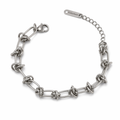 Knot-Embellished Chain Link Bracelet Silver
