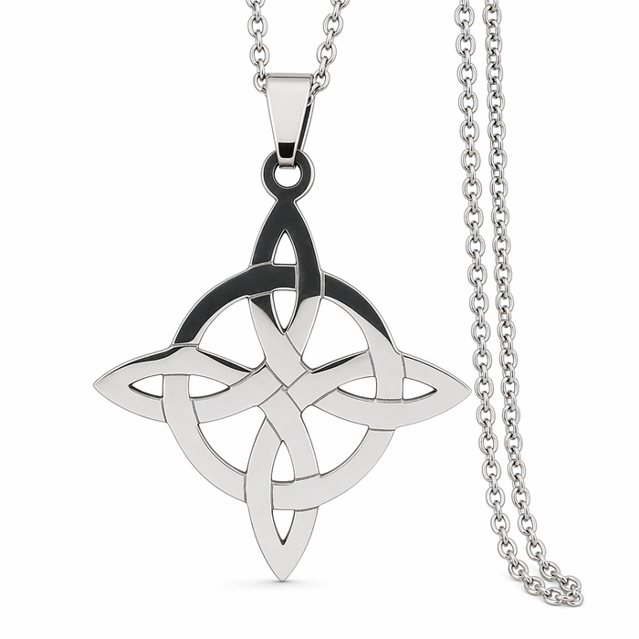 Knot-Shaped Geometric Necklace Silver