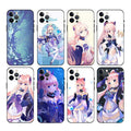 Kokomi Genshin Impact Phone Case: black, white anime-style pink-haired female character, anime, cartoon, kawaii style