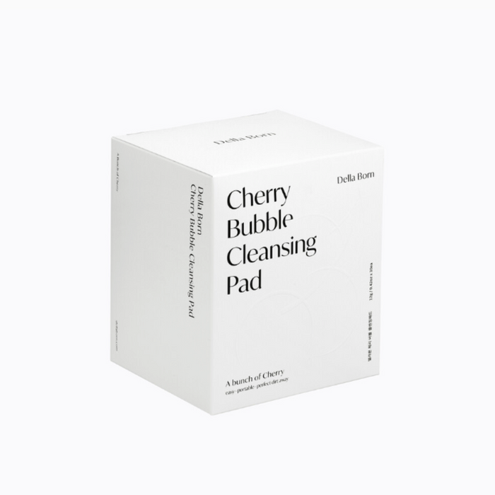 Korean Della Blossom Bubble Facial Cleansing Pads: white, black boxed cleansing pad skincare product, minimal style