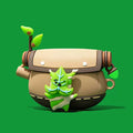 Korok AirPod Case with Glow-in-the-Dark Feature: tan, brown robot with sprouting leaves and a small leafy creature, cute cart