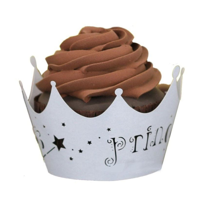 Lace Cupcake Muffin Wrapper, 100 pcs, Imperial Crown Design, Laser Cut: brown, white cupcake, decorative style
