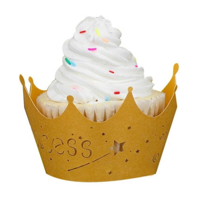 Lace Cupcake Muffin Wrapper, 100 pcs, Imperial Crown Design, Laser Cut: brown, white cupcake, decorative style