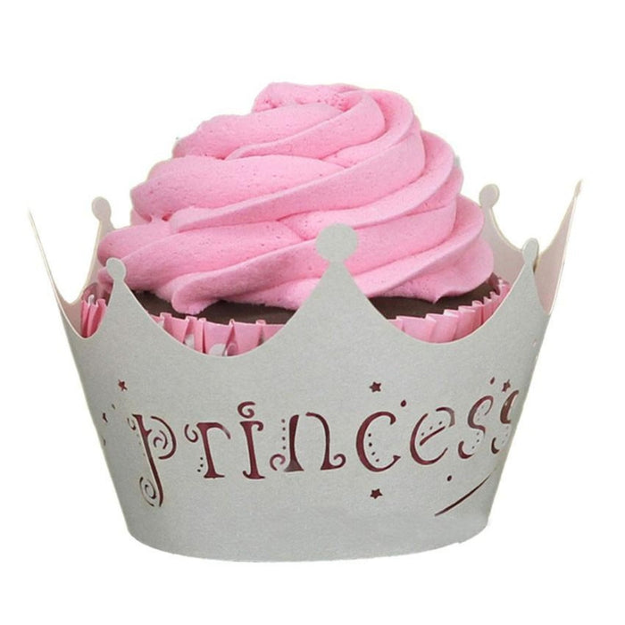 Lace Cupcake Muffin Wrapper, 100 pcs, Imperial Crown Design, Laser Cut: brown, white cupcake, decorative style