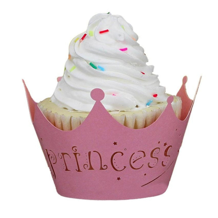 Lace Cupcake Muffin Wrapper, 100 pcs, Imperial Crown Design, Laser Cut: brown, white cupcake, decorative style