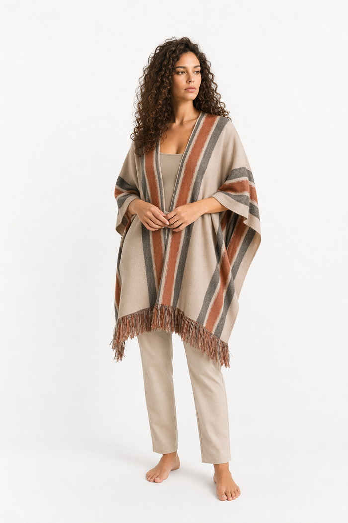 Ladies' Loose Fit Open Front Batwing Shawl Default