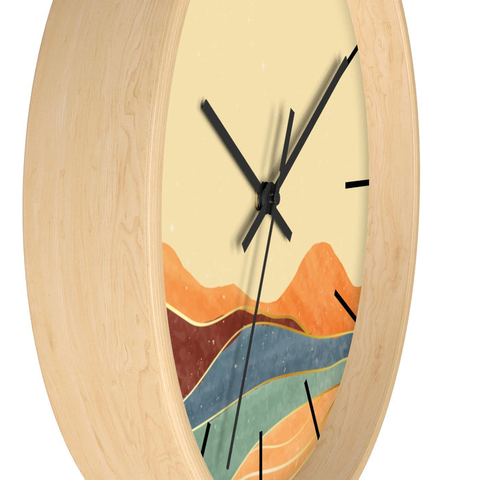 Landscape Wall Clock, Toscana Edition: beige, tan abstract mountain landscape, minimal modern abstract style