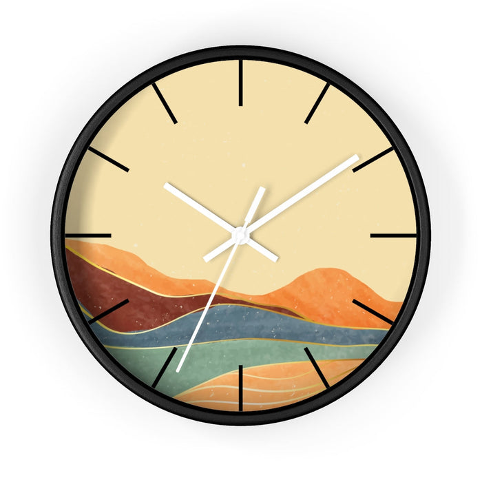 Landscape Wall Clock, Toscana Edition: beige, tan abstract mountain landscape, minimal modern abstract style