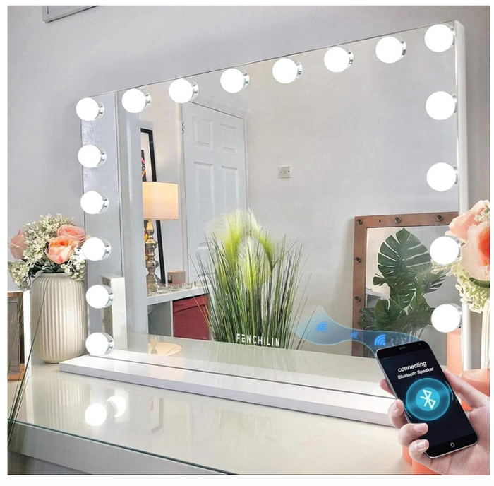 Large Vanity Mirror 80x60 LED Makeup Mirror 18 Bulbs Dimmable 3 Light Mod-27
