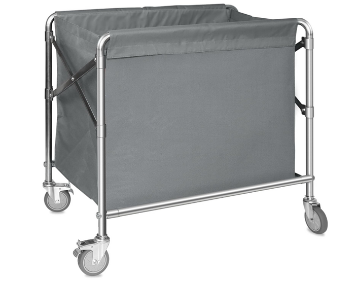 Laundry Basket with Wheels Stainless Steel Folding Trolley 100kg 87x52x78cm-52