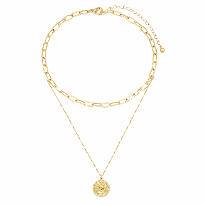 Layered Choker Necklace for Women with Coin Charm Default