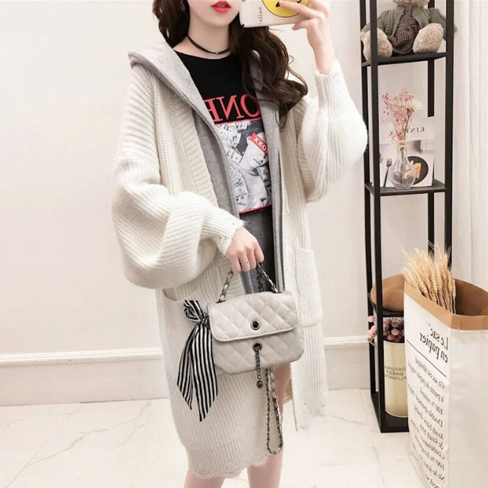 Layered Hooded Cardigan for Women, Redefining Fashion: dusty pink, gray hooded knit cardigan, casual, cozy, feminine style