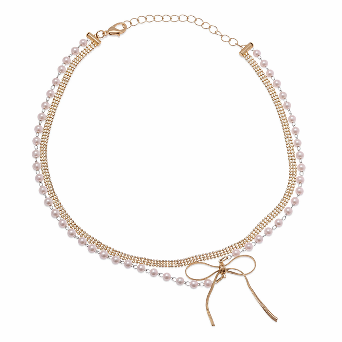 Layered Necklace for Women with a Bow Accent Default