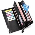 Leather Long Wallet for Men's Business Attire Black