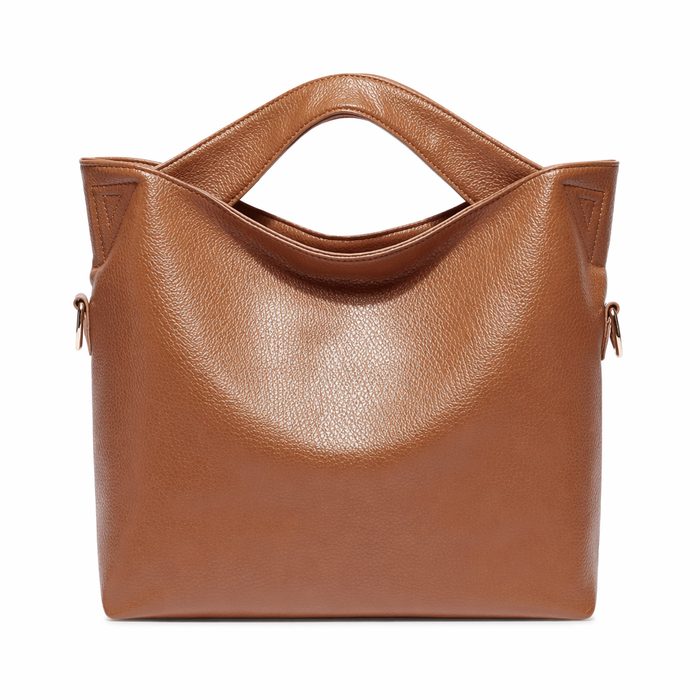 Leather Shoulder Bag with a Stylish Top Handle Brown