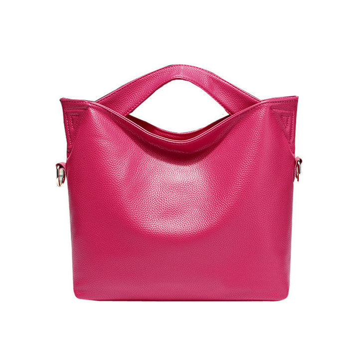 Leather Shoulder Bag with a Stylish Top Handle: brown, dark brown handbag, minimal style