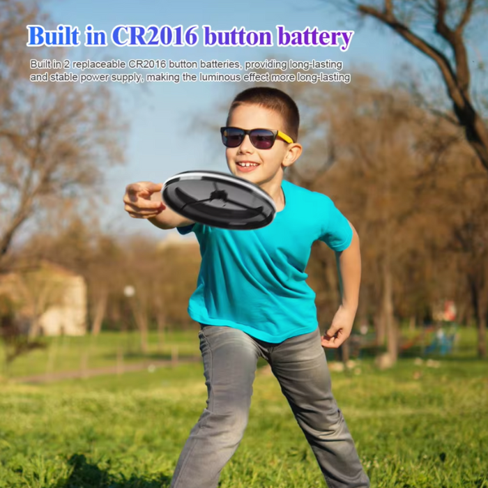 LED Flying Disc with Rechargeable Battery: black, blue flying disc, sporty graphic style