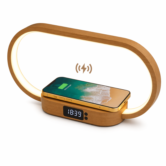 LED Lamp Station with Wireless Charging for Wooden Surfaces Default