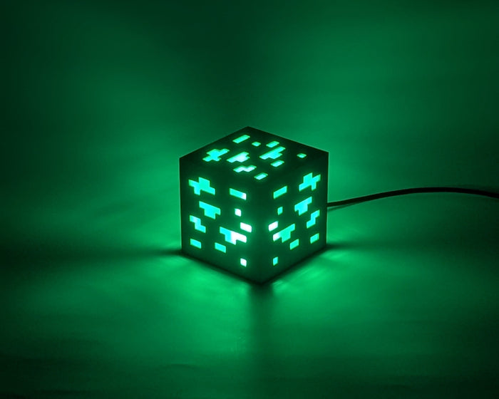 LED Minecraft-style Ore Light Green Lit Up