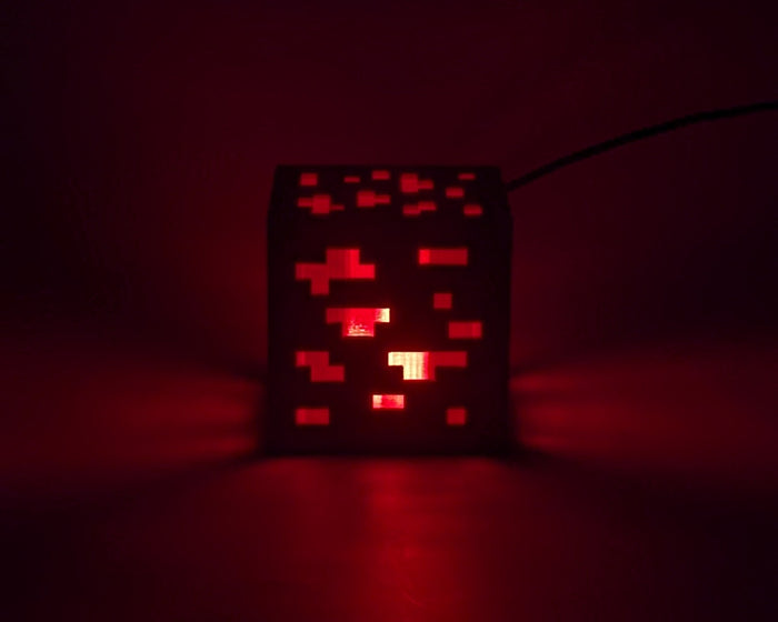 LED Minecraft-style Ore Light  Red Lit Up